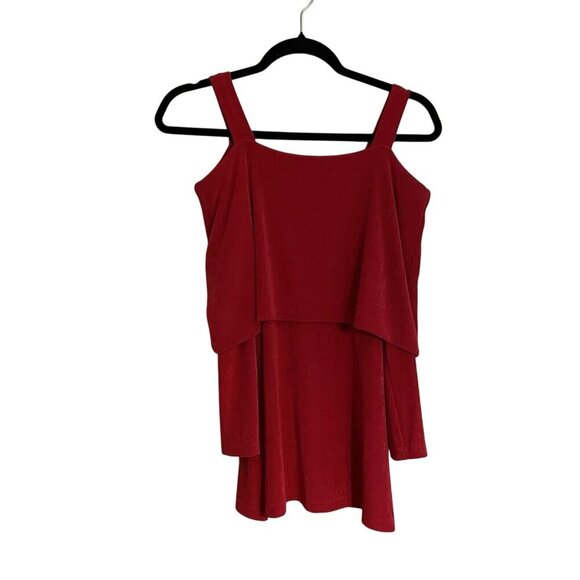 Chicos Travelers Classic Women Sz 00 US 0/2 Red 3/4 Sleeves Three-Way Tunic Top - Picture 2 of 12